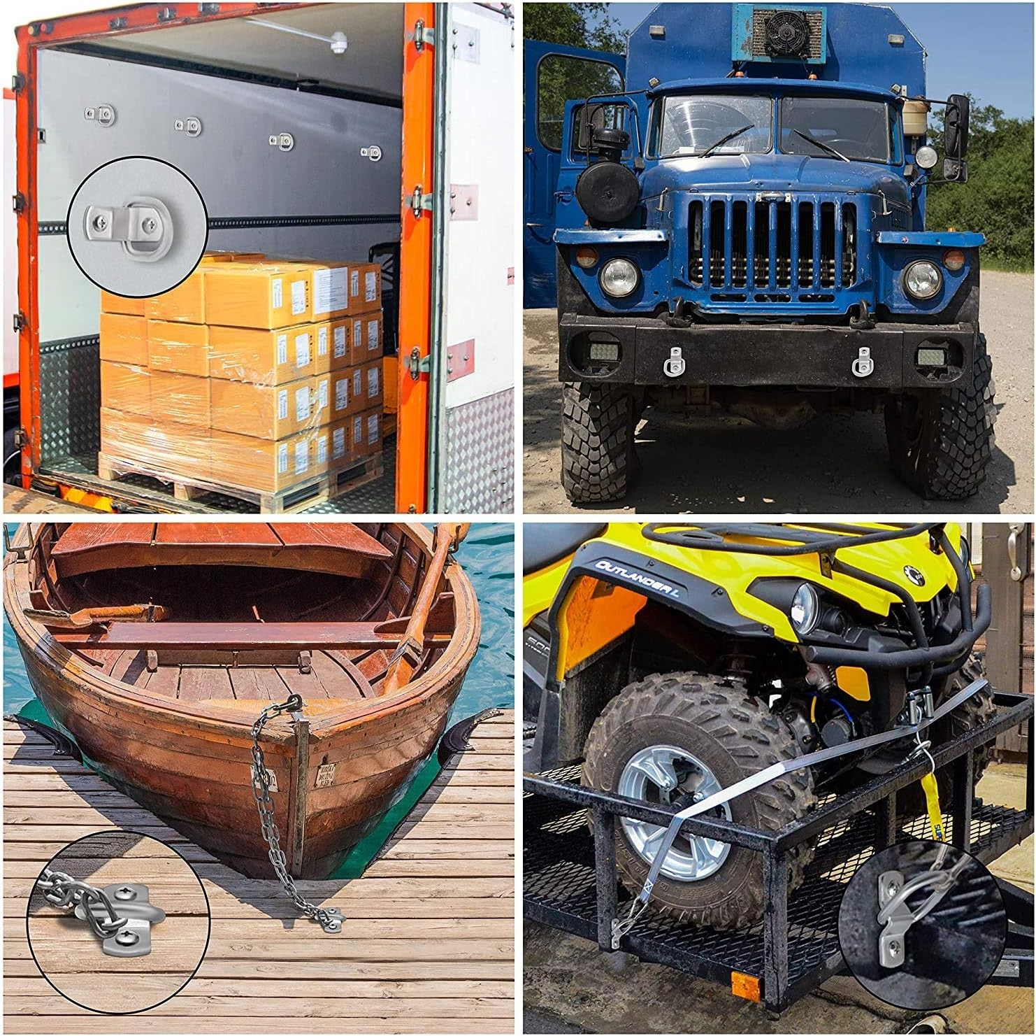 CZC AUTO 6 Pack D Ring Tie Down Anchors 1/4" Heavy 6 Pack, Stainless Steel 