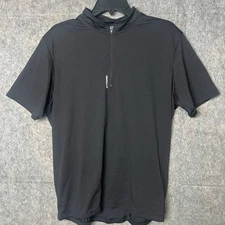 BTWIN Decathlon Men Large High Neck Black Cycling Short Sleeve Summer Jersey