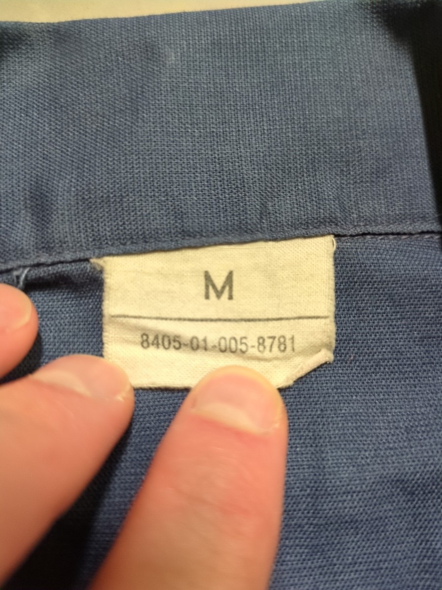 Vintage 70s US NAVY Sailor Light Blue Utility Uniform Button Down