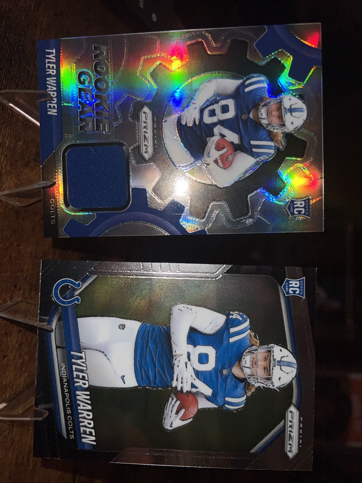 25 Panini Prizm 2 Card Lot Tyler Warren Rookie Gear Patch & Base Rc/mem