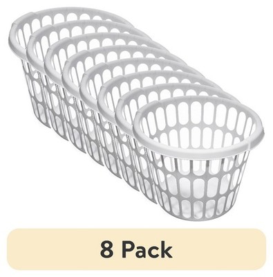 (8 pack) 1-Bushel Round Laundry Basket, White, Adult