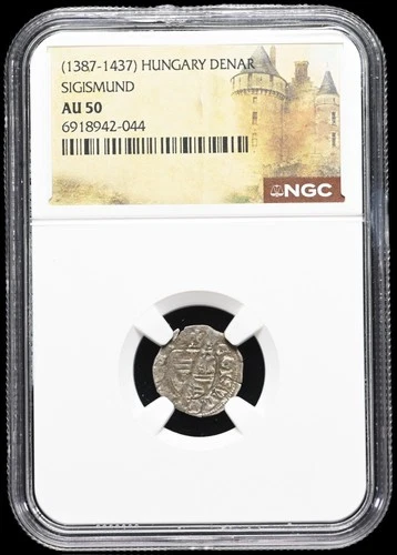HUNGARY. Sigismund of Luxembourg, 1387-1437. Silver Denar, NGC AU50