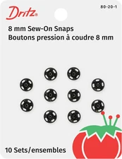 80-20-1 Sew-On Snaps, Black, Size 2/0 10-Count