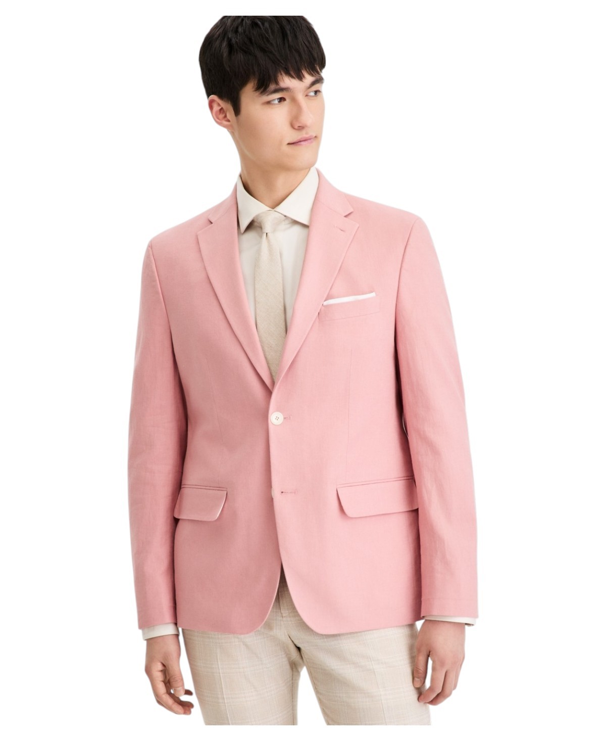 Tommy Hilfiger Mens Modern fit Sport Coat Blazer 48 R Pink Solid Linen