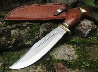 Marbles STACKED LEATHER HUNTER Messer Jagdmesser Lederwicklung Scheide MR556