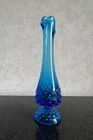 Vintage Fenton  Blue Hobnail Glass Bud Swung Vase ~ 8 3/4” As Is*