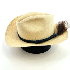 Optimo Hatworks Hats Arizona Cowboy Hat Straw Beaver Rope Western Size 7 1/4 Tan