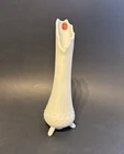 Vintage LE Smith White Milk Glass Swung Vase, Hobnail 3 Toed Base 12”,  9 Points