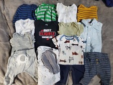 Carter's 15 Pc Lot 2 Baby Clothes Newborn Boy Sleepers Bodysuits Pants Swaddle