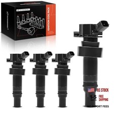 Ignition Coil Pack Set of 4 Compatible with Hyundai Accent 2012-2020 Black