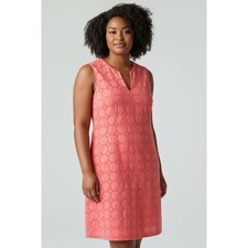 Banana Republic Factory Coral Eyelet Crochet Sheath Dress 14 Sleeveless Party
