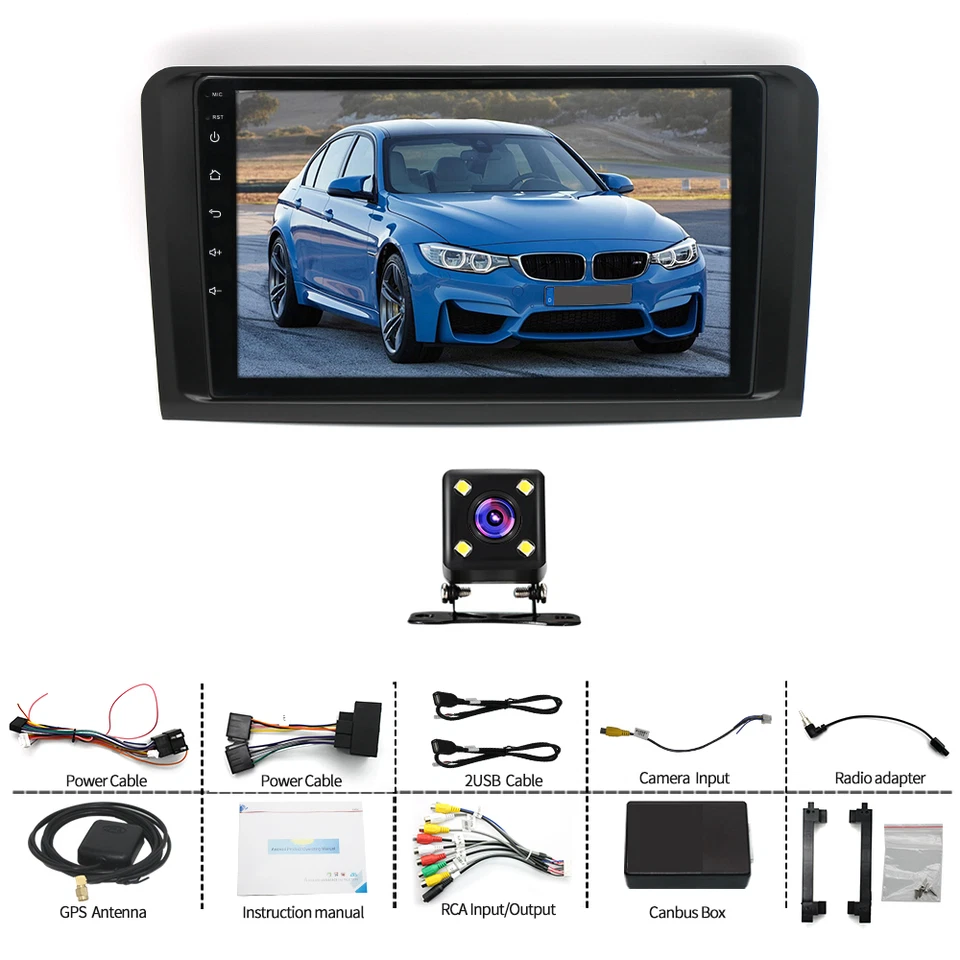RADIO COCHE ESTÉREO GPS CARPLAY ANDROID 12 PARA MERCEDES BENZ ML350 GL320 2007 2009 Foto 3 de 4