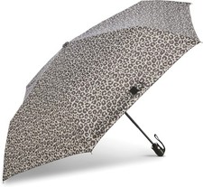Compact Auto Open/Close Umbrella One Size Grey/Black Cheetah