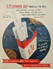 1955 vintage l&m cigarettes print ad. L&M Stands Out From Competition 