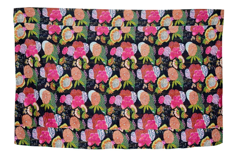 Sábana bajera de algodón vintage hecha a mano para la reina india Gudari Foto 3 de 4