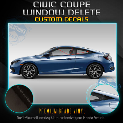 Fit 16-20 Honda Civic Coupe Trim Delete Blackout Kit - Chrome