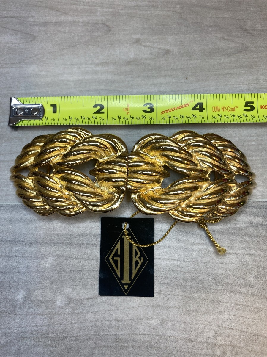 Gay Boyer Vintage Gold Tone Twin Leaf Interlocking Belt  display picture 3