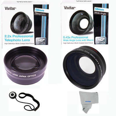 58MM Wide Angle & 2.2X Telephoto Lens for CANON REBEL EOS 20D 40D 1000D T3 7D HD