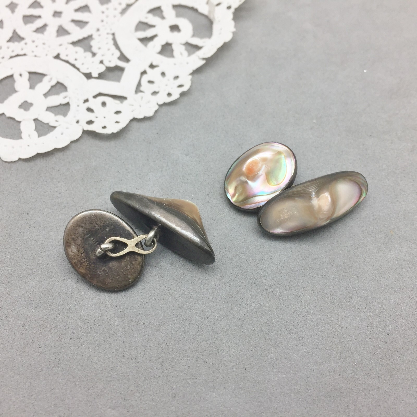 Abalone Shell Sterling Silver Chain Link Cufflink… - image 3