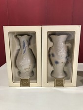 Pair Of LENOX Ivory & Blue Floral Bud Vases