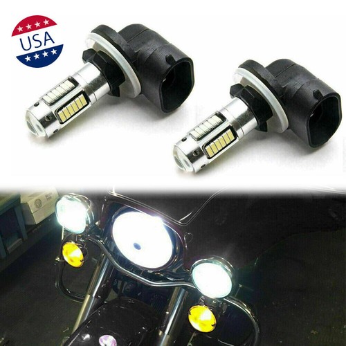 881 Xenon White LED Passing Spot Lights Bulbs For Harley Davidson Electra Glide - Foto 1 di 11