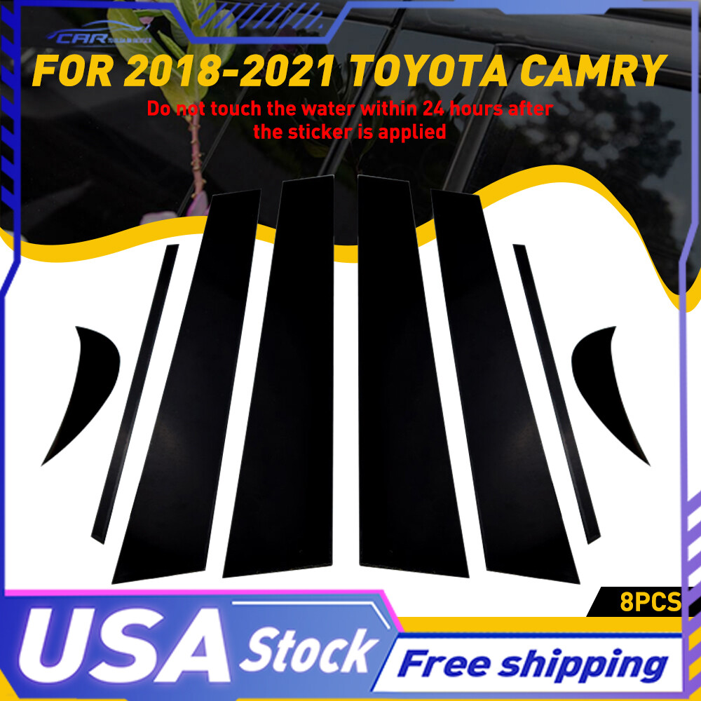 8X Car Pillar Trim Posts Decorative For 2018-2021 Cover Camry Toyota Accessories