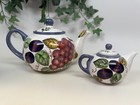 Set of 2 Oneida Vintage Fruit Hand Painted Teapots Beautiful Condition
