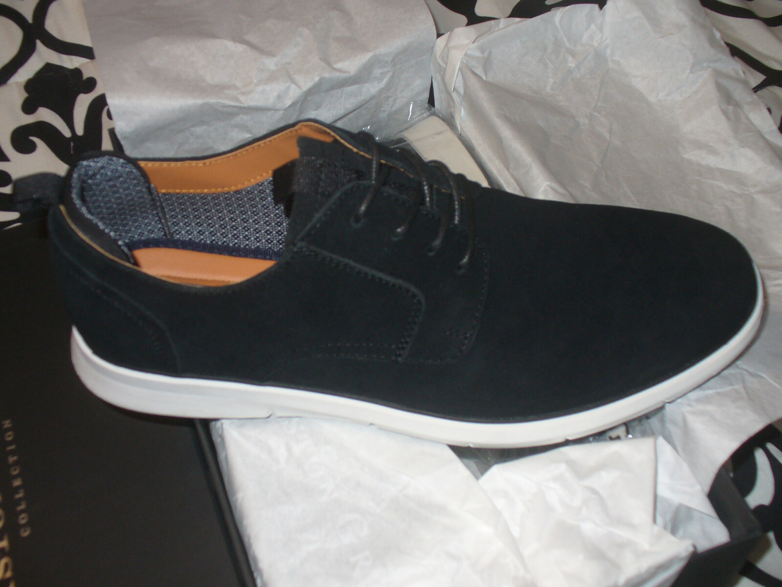 SAOLA Aston Grey Georgien scarpa uomo Oxford stringata elegante casual nero 12M NUOVA IN SCATOLA