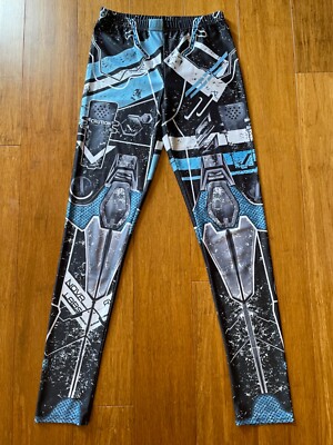 Sci-fi Cyborg Robot Android Cyberpunk Armor Alien Space Blue Gray Leggings M