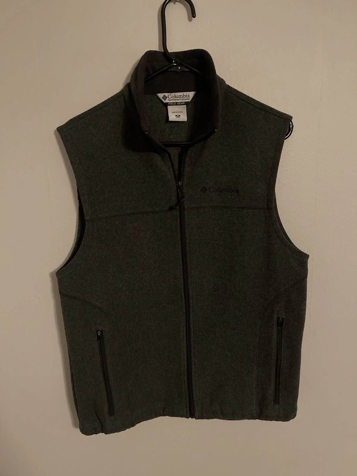 Columbia Field Gear Outdoors Gray Full Zip Fleece Vest Jacket - Men's Medium M
