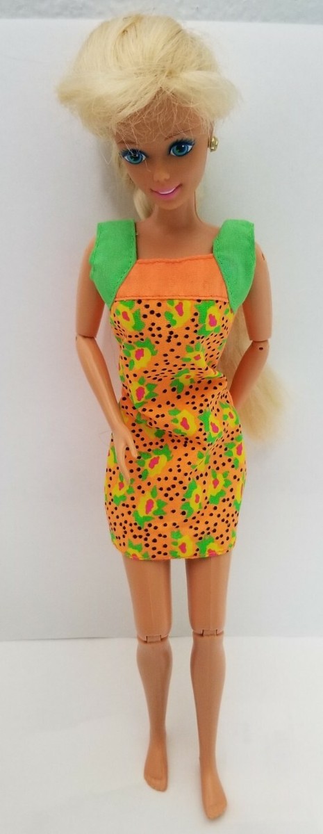 Vintage 90s Articulated Barbie doll Orange Dress | eBay
