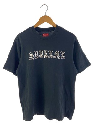 Supreme T-shirt Old English Rhinestone Top Tee M Cotton Black Used 