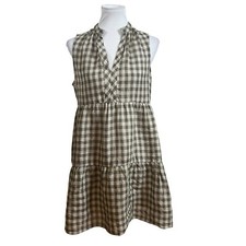 Olivaceous Dress Size M Medium Grey Check Tiered Sleeveless Summer Dress
