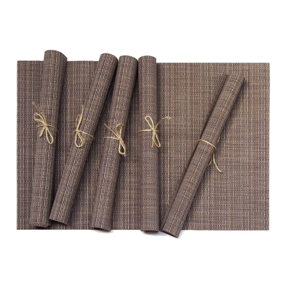 Rectangle Striped Table Mats Woven Heat Insulation Placemat Cup Tableware Pads - Image 3 of 4