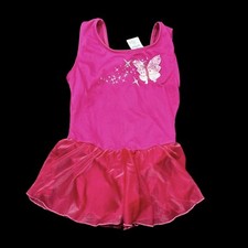 Jacques Moret Pink Butterfly Gymnastics Dance Skirt Leotard Size XS 4/5