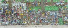 James Rizzi Waiting to play Golf 1989 Hand Signed 3-D Serigraph Pop Art framed