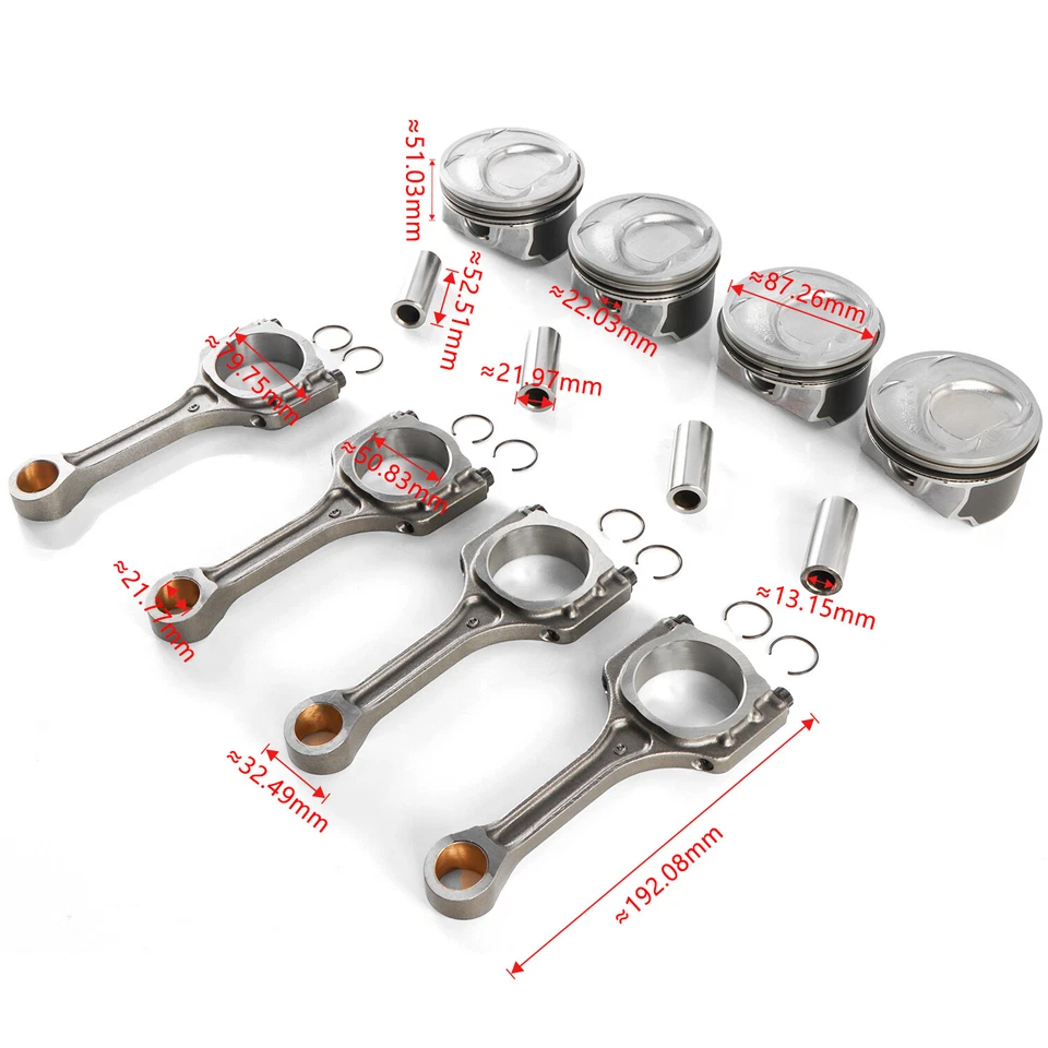 4件装活塞套件和连接杆23510-2G540适用于2011-2020起亚Optima Sorento 2.4L — 第 3/4 张图片