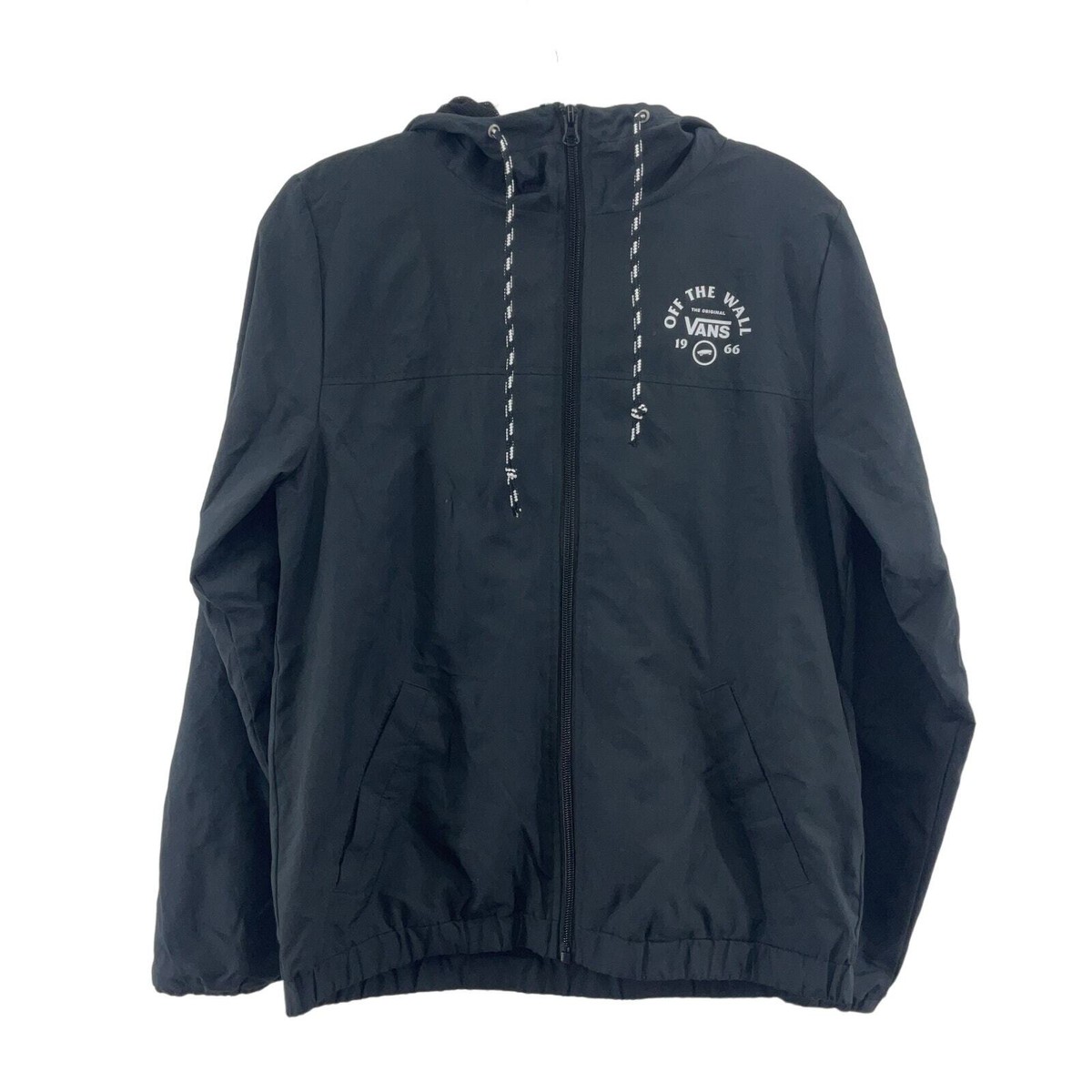 VANS Men's XS Black Polyester Windbreaker Full Zip Hooded