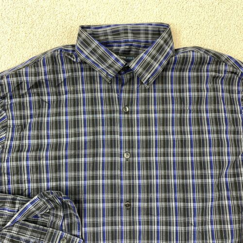 Van Heusen Studio Slim Fit Dress Shirt Men's 16 Long Sleeve Multi Plaid - Picture 3 of 9