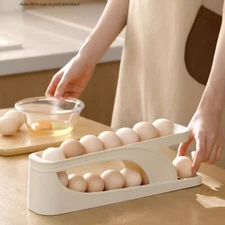 Rolldown Refrigerator Egg Dispenser Auto Rolling Egg Holder 2 Tiers Storage Rack