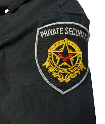 First Class Black Poly Cotton Private Security Short Sleeve Shirt Size L