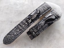 20mm/18mm Genuine Ostrich Leather Padded Watch Strap Band - Gray Color
