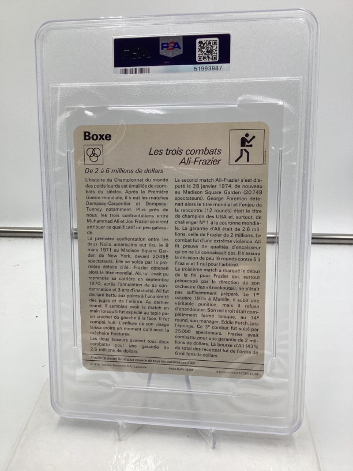 1976-80 Sportcaster French #47-18 Muhammad Ali/Joe Frazier PSA 8 view 2