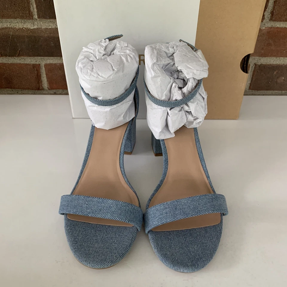 Call It Spring Women’s Stangarone Denim Black Heel Ankle Strap Sandals US 10 M - Image 2 of 4