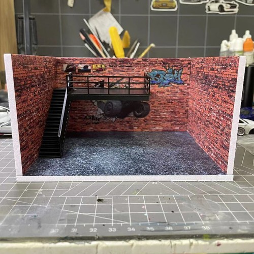 1/64 Diorama Car Garage Model Parking Lot Workshop Scene Display Backdrop Props - Picture 5 of 12