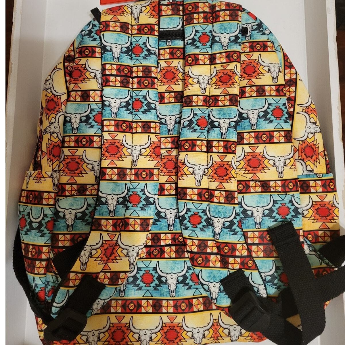 Montana West Bull Skull Aztec Stripe Western Printed Nylon Backpack Multicolors Wild West Cowboy Backpack for Boys - Personalized Aztec Bull  main image 4
