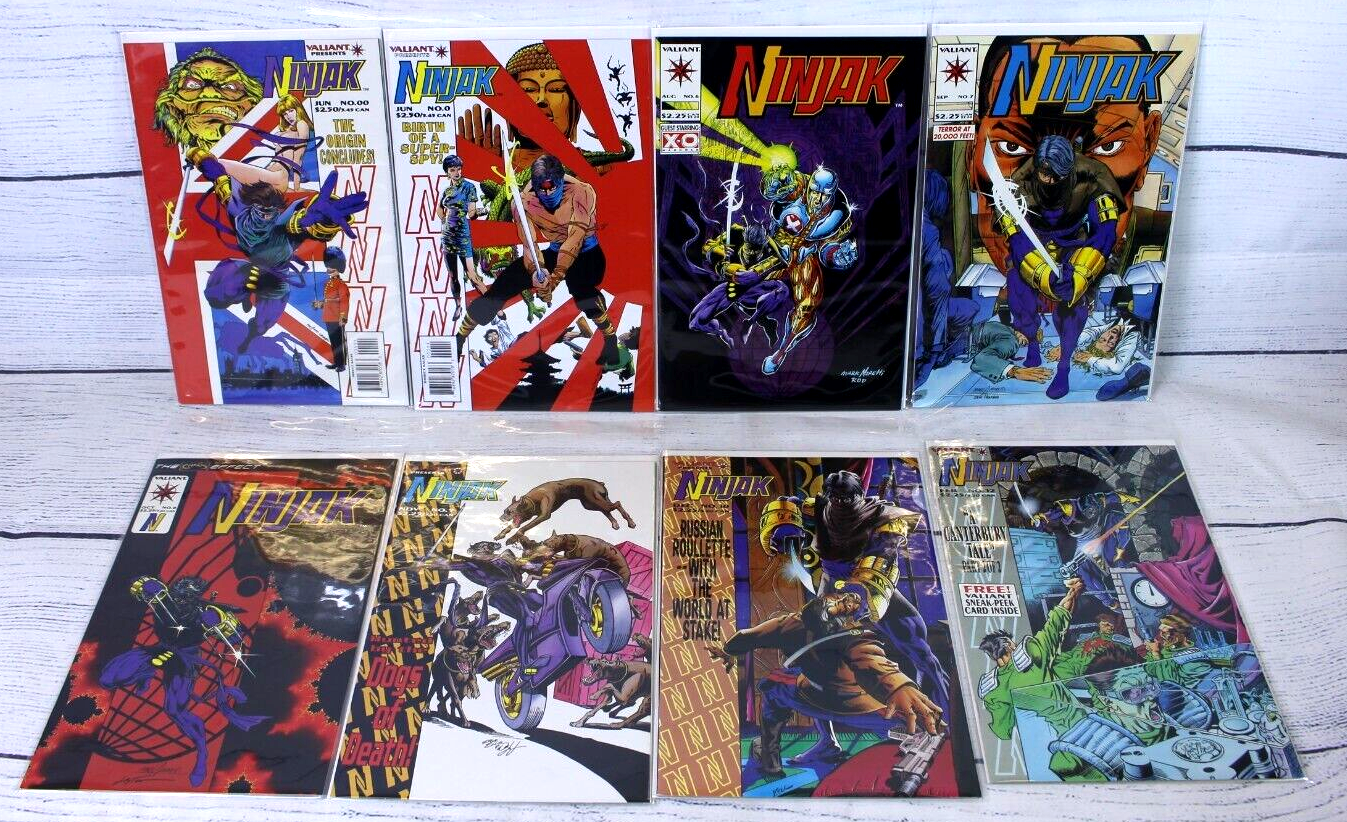Ninjak Comic Book Lot of 4 Set #00, #0, #6-10, #12 Valiant 1994 Set of 8 Issues