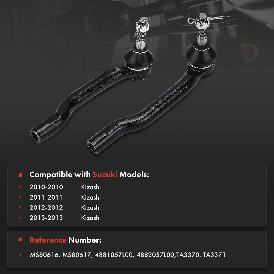 Extremo de varilla de amarre lateral exterior delantero 2 piezas con rótula para Suzuki Kizashi 2010-2013 Foto 2 de 4