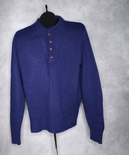 Blue Vintage Robert Bruce 4 Button Medium Pullover Sweater Union Made USA