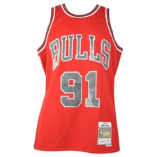 NBA Chicago Bulls Dennis Rodman 91 1997-98 Red Swingman Jersey Mitchell Ness